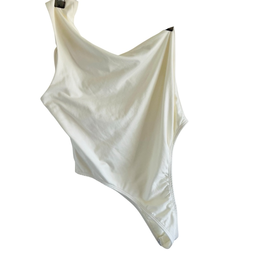 JLUXLABEL Cream One Shoulder Cut Out Bodysuit - Picture 4 of 5